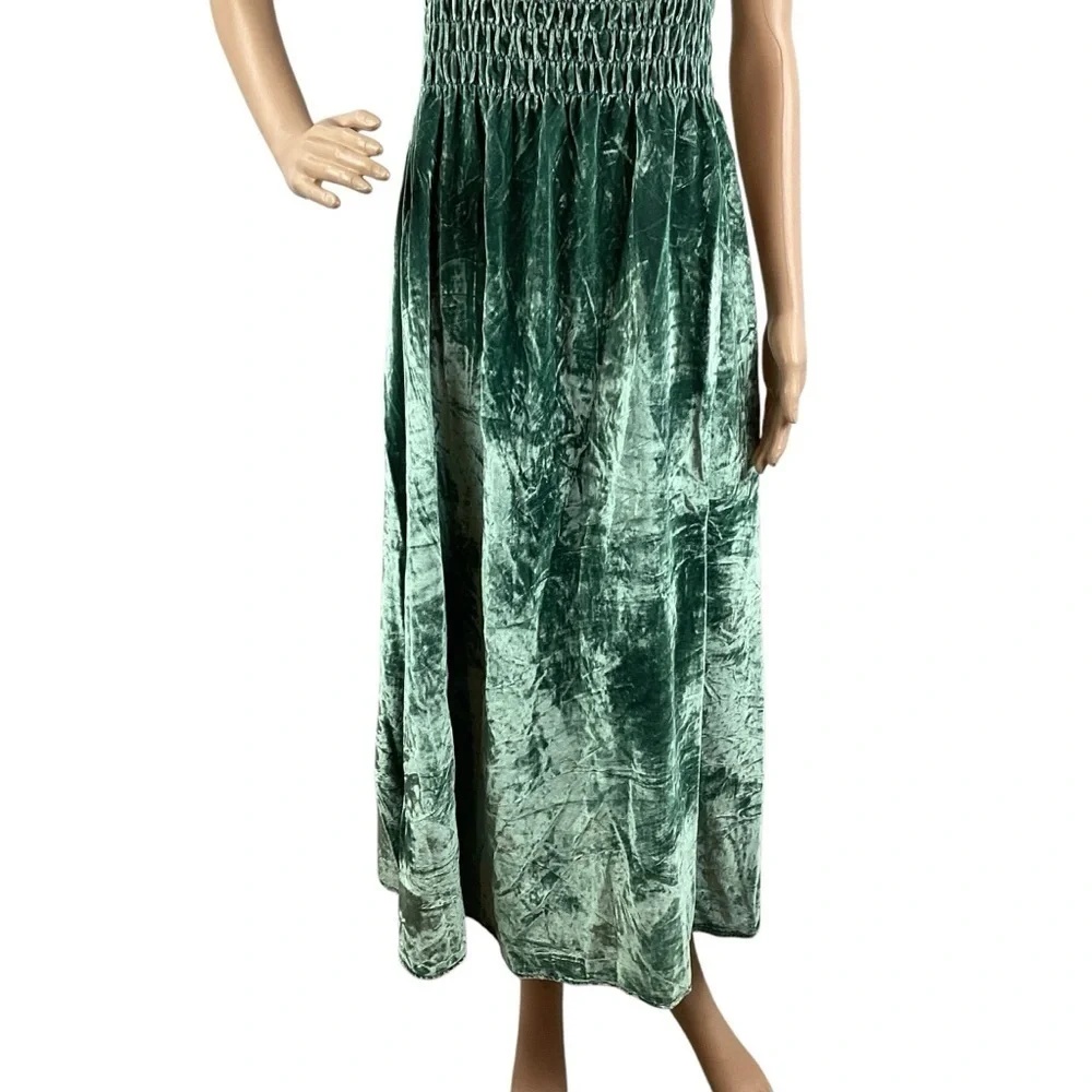Free People Camille Midi Dress Velvet Smocked Boho Sapphire Size M